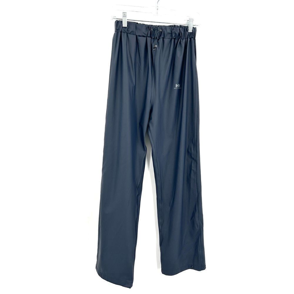 HELLY HANSEN Men's Gray Straight Leg Rain Pants Polyurethane Outdoor Size Small